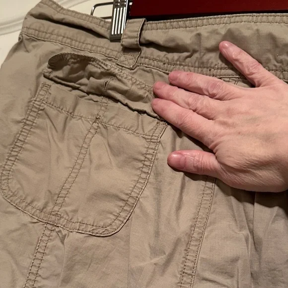 Light Taupe Cargo Capris with Drawstring Hem - Picture 7 of 11